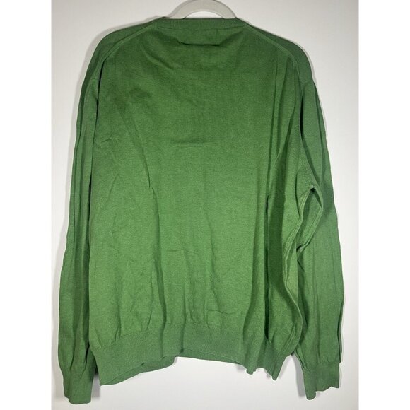 Vintage Barbour lightweight cotton v-neck sweater green sz XXL designer classic - Picture 3 of 9